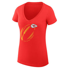 Kansas City Chiefs G-III 4Her by Carl Banks Women's Super-Slim Fit Lightweight Subtle Football V-Neck T-Shirt - Red - NFL