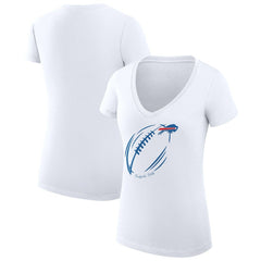 Buffalo Bills G-III 4Her by Carl Banks Women's Super-Slim Fit Lightweight Subtle Football V-Neck T-Shirt - White - NFL