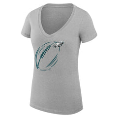 Philadelphia Eagles G-III 4Her by Carl Banks Women's Super-Slim Fit Lightweight Subtle Football V-Neck T-Shirt - Heather Gray - NFL