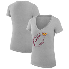 Washington Commanders G-III 4Her by Carl Banks Women's Super-Slim Fit Lightweight Subtle Football V-Neck T-Shirt - Heather Gray - NFL