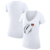 Cincinnati Bengals G-III 4Her by Carl Banks Women's Super-Slim Fit Lightweight Subtle Football V-Neck T-Shirt - White - NFL