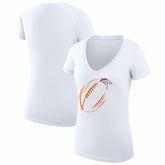 Denver Broncos G-III 4Her by Carl Banks Women's Super-Slim Fit Lightweight Subtle Football V-Neck T-Shirt - White - NFL