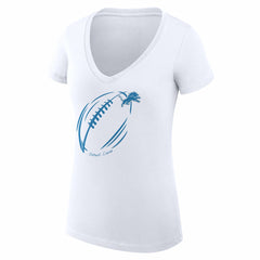 Detroit Lions G-III 4Her by Carl Banks Women's Super-Slim Fit Lightweight Subtle Football V-Neck T-Shirt - White - NFL