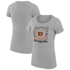 Cincinnati Bengals G-III 4Her by Carl Banks Women's Super-Slim Fit Lightweight Collage Team T-Shirt - Heather Gray - NFL