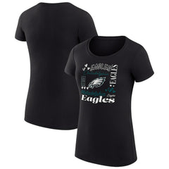 Philadelphia Eagles G-III 4Her by Carl Banks Women's Super-Slim Fit Lightweight Collage Team T-Shirt - Black - NFL