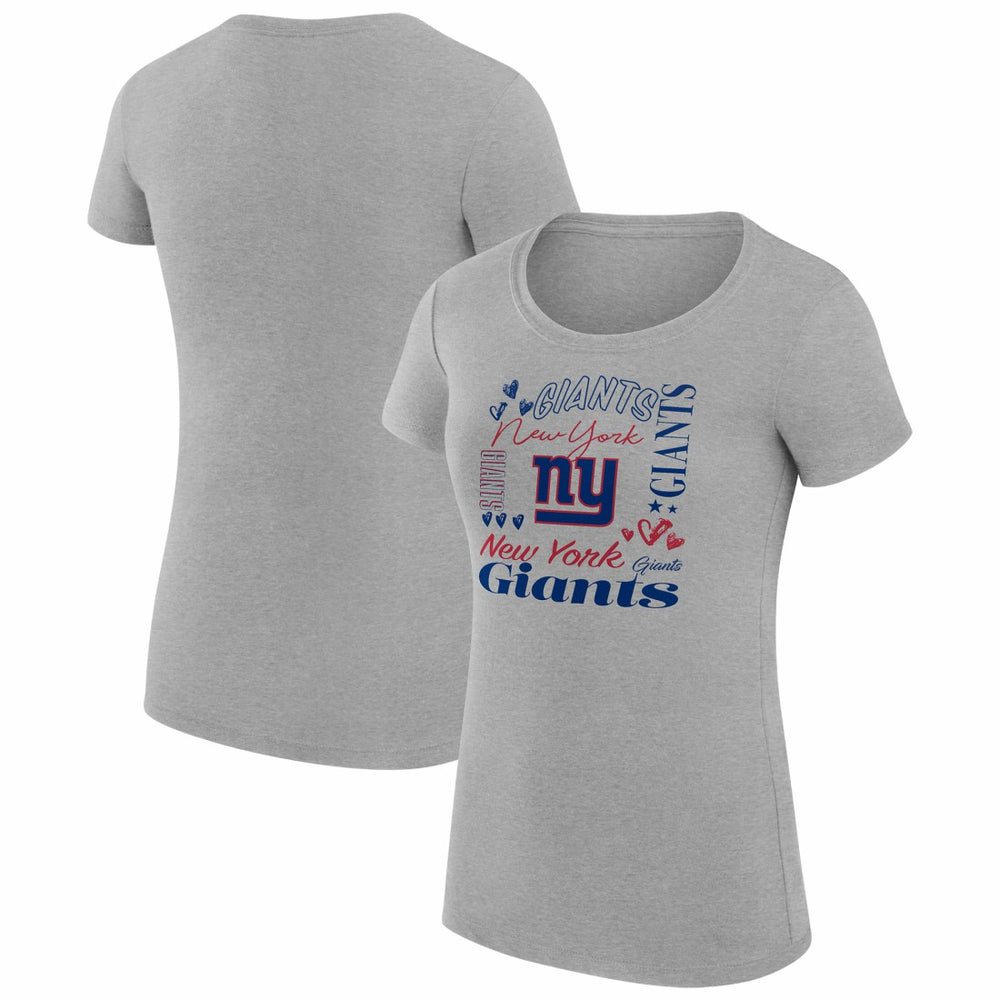 New York Giants G-III 4Her by Carl Banks Women's Super-Slim Fit Lightweight Collage Team T-Shirt - Heather Gray - NFL
