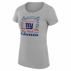 New York Giants G-III 4Her by Carl Banks Women's Super-Slim Fit Lightweight Collage Team T-Shirt - Heather Gray - NFL