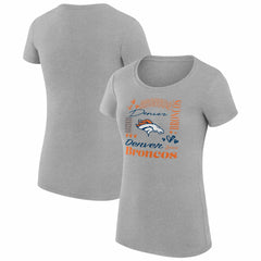 Denver Broncos G-III 4Her by Carl Banks Women's Super-Slim Fit Lightweight Collage Team T-Shirt - Heather Gray - NFL
