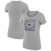 Baltimore Ravens G-III 4Her by Carl Banks Women's Super-Slim Fit Lightweight Collage Team T-Shirt - Heather Gray - NFL