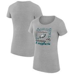 Philadelphia Eagles G-III 4Her by Carl Banks Women's Super-Slim Fit Lightweight Collage Team T-Shirt - Heather Gray - NFL