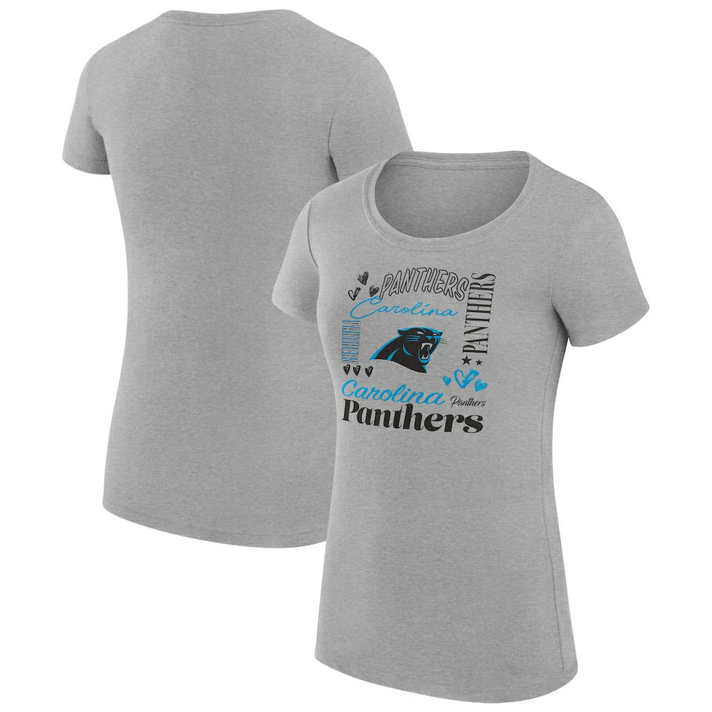Carolina Panthers G-III 4Her by Carl Banks Women's Super-Slim Fit Lightweight Collage Team T-Shirt - Heather Gray - NFL