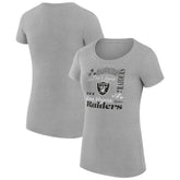 Las Vegas Raiders G-III 4Her by Carl Banks Women's Super-Slim Fit Lightweight Collage Team T-Shirt - Heather Gray - NFL