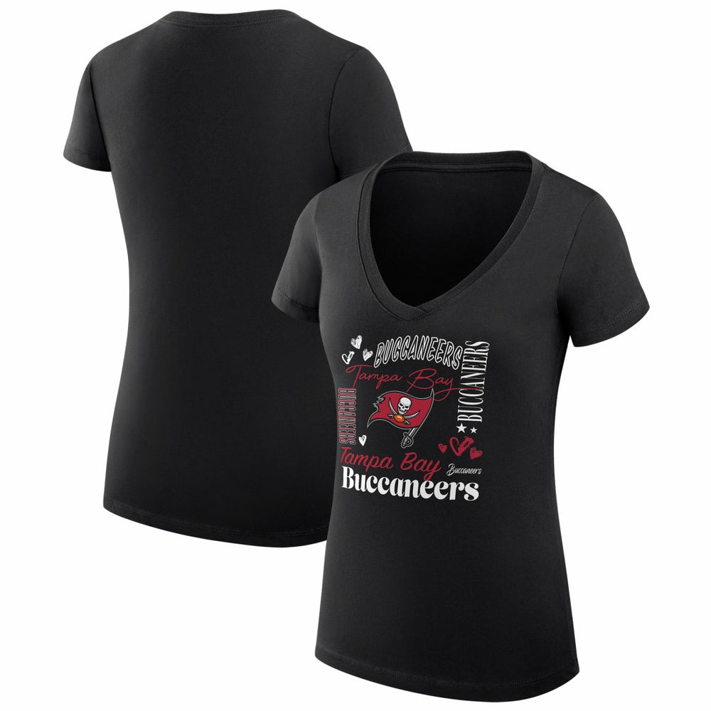 Tampa Bay Buccaneers G-III 4Her by Carl Banks Women's Super-Slim Fit Lightweight Collage Team V-Neck T-Shirt - Black - NFL