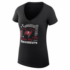 Tampa Bay Buccaneers G-III 4Her by Carl Banks Women's Super-Slim Fit Lightweight Collage Team V-Neck T-Shirt - Black - NFL
