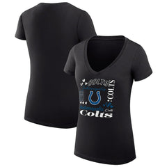 Indianapolis Colts G-III 4Her by Carl Banks Women's Super-Slim Fit Lightweight Collage Team V-Neck T-Shirt - Black - NFL