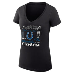 Indianapolis Colts G-III 4Her by Carl Banks Women's Super-Slim Fit Lightweight Collage Team V-Neck T-Shirt - Black - NFL