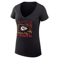 Kansas City Chiefs G-III 4Her by Carl Banks Women's Super-Slim Fit Lightweight Collage Team V-Neck T-Shirt - Black - NFL