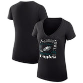 Philadelphia Eagles G-III 4Her by Carl Banks Women's Super-Slim Fit Lightweight Collage Team V-Neck T-Shirt - Black - NFL