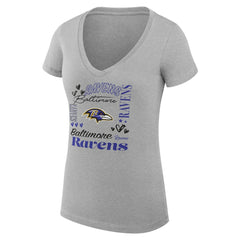 Baltimore Ravens G-III 4Her by Carl Banks Women's Super-Slim Fit Lightweight Collage Team V-Neck T-Shirt - Heather Gray - NFL
