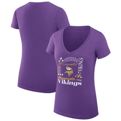 Minnesota Vikings G-III 4Her by Carl Banks Women's Super-Slim Fit Lightweight Collage Team V-Neck T-Shirt - Purple - NFL