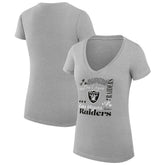 Las Vegas Raiders G-III 4Her by Carl Banks Women's Super-Slim Fit Lightweight Collage Team V-Neck T-Shirt - Heather Gray - NFL
