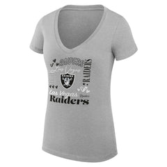 Las Vegas Raiders G-III 4Her by Carl Banks Women's Super-Slim Fit Lightweight Collage Team V-Neck T-Shirt - Heather Gray - NFL