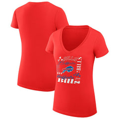 Buffalo Bills G-III 4Her by Carl Banks Women's Super-Slim Fit Lightweight Collage Team V-Neck T-Shirt - Red - NFL