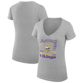 Minnesota Vikings G-III 4Her by Carl Banks Women's Super-Slim Fit Lightweight Collage Team V-Neck T-Shirt - Heather Gray - NFL