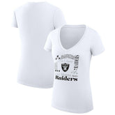 Las Vegas Raiders G-III 4Her by Carl Banks Women's Super-Slim Fit Lightweight Collage Team V-Neck T-Shirt - White - NFL