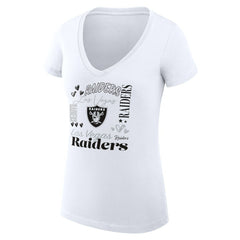 Las Vegas Raiders G-III 4Her by Carl Banks Women's Super-Slim Fit Lightweight Collage Team V-Neck T-Shirt - White - NFL