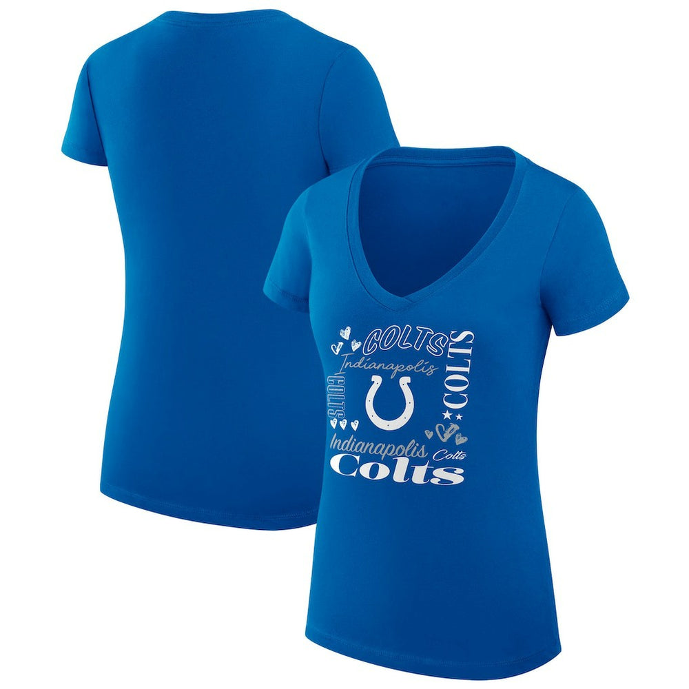 Indianapolis Colts G-III 4Her by Carl Banks Women's Super-Slim Fit Lightweight Collage Team V-Neck T-Shirt - Royal - NFL