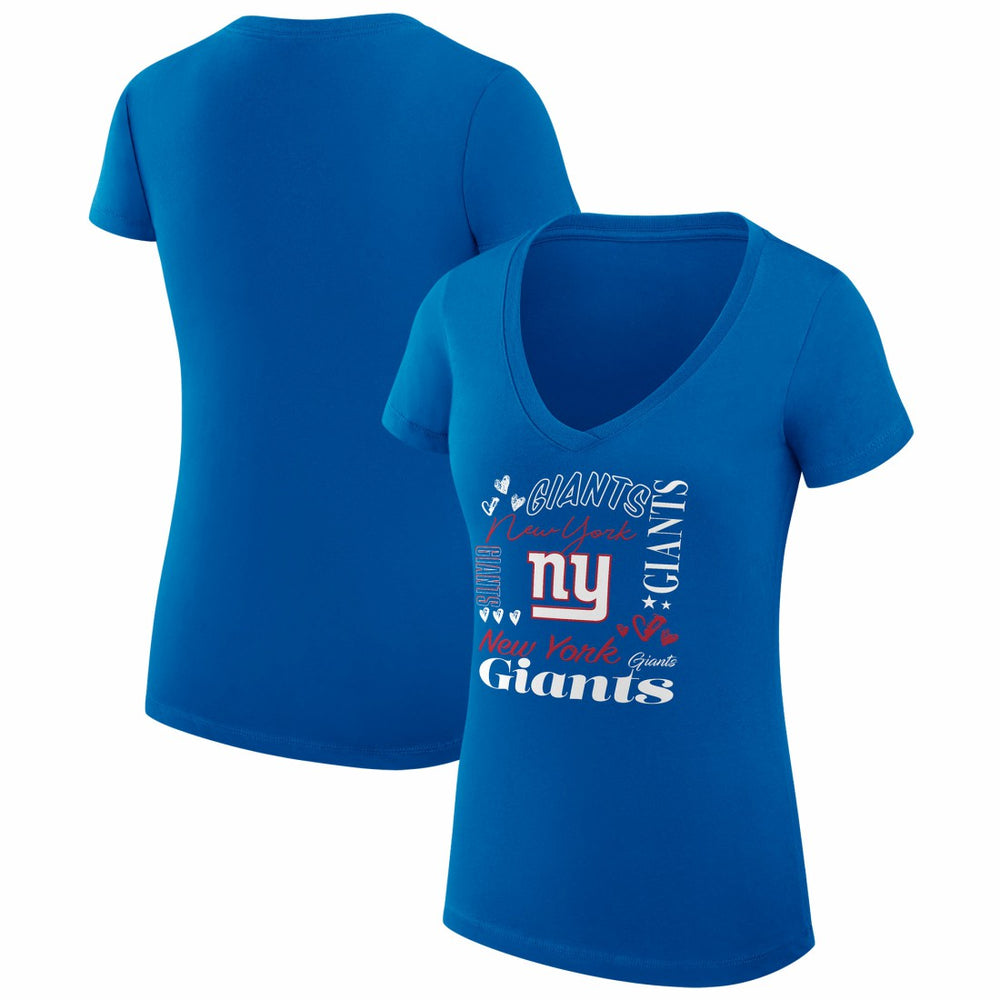 New York Giants G-III 4Her by Carl Banks Women's Super-Slim Fit Lightweight Collage Team V-Neck T-Shirt - Royal - NFL