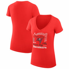 Tampa Bay Buccaneers G-III 4Her by Carl Banks Women's Super-Slim Fit Lightweight Collage Team V-Neck T-Shirt - Red - NFL