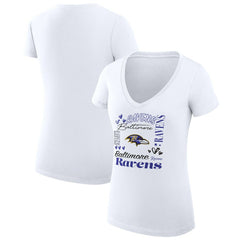 Baltimore Ravens G-III 4Her by Carl Banks Women's Super-Slim Fit Lightweight Collage Team V-Neck T-Shirt - White - NFL