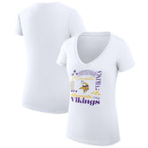 Minnesota Vikings G-III 4Her by Carl Banks Women's Super-Slim Fit Lightweight Collage Team V-Neck T-Shirt - White - NFL