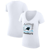 Carolina Panthers G-III 4Her by Carl Banks Women's Super-Slim Fit Lightweight Collage Team V-Neck T-Shirt - White - NFL