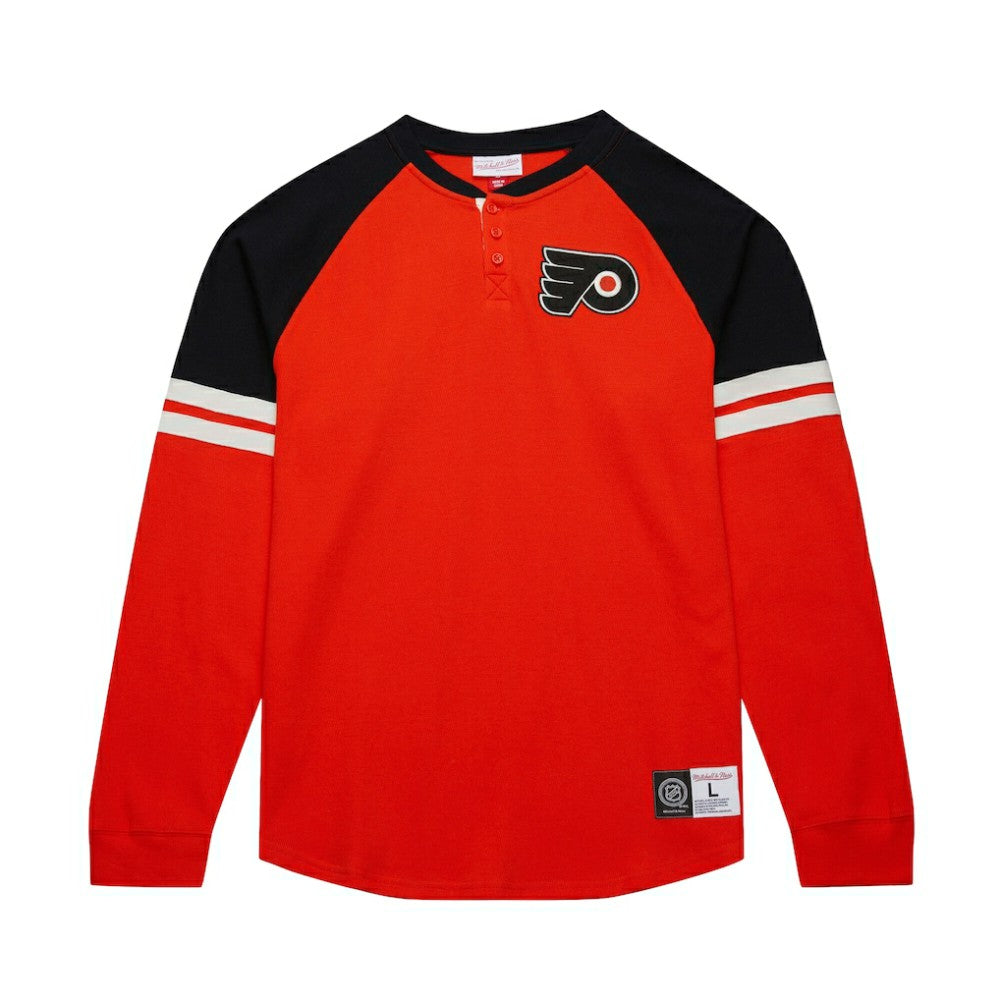 Philadelphia Flyers Mitchell & Ness Thermal Henley Long Sleeve T-Shirt - Orange | NHL near me