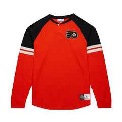 Philadelphia Flyers Mitchell & Ness Thermal Henley Long Sleeve T-Shirt - Orange | NHL near me