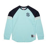 Seattle Kraken Mitchell & Ness Thermal Henley Long Sleeve T-Shirt - Light Blue | NHL Clearance
