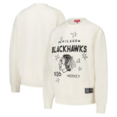 Chicago Blackhawks Mitchell & Ness Women's Logo 3.0 Pullover Sweatshirt - Cream | NHL Lifestyle
