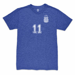 Angel Di Maria Argentina National Team 1863FC Retro Player Tri-Blend T-Shirt Blue
