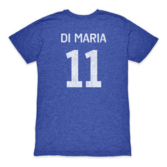 Angel Di Maria Argentina National Team 1863FC Retro Player Tri-Blend T-Shirt Blue