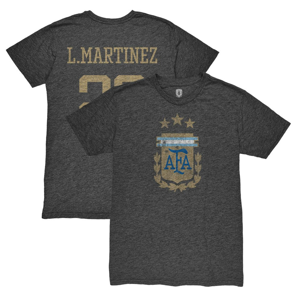 Lautaro Martinez Argentina National Team 1863FC Retro Player Tri-Blend T-Shirt Black