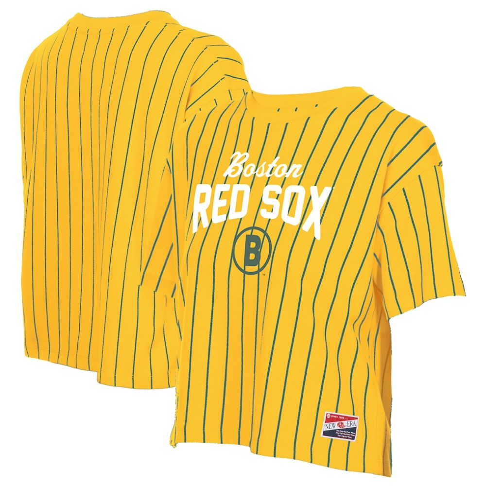 Boston Red Sox New Era Women's 2025 City Connect Pinstripe T-Shirt for sale