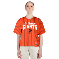 San Francisco Giants New Era Women's 2025 City Connect Boxy Pinstripe T-Shirt Online