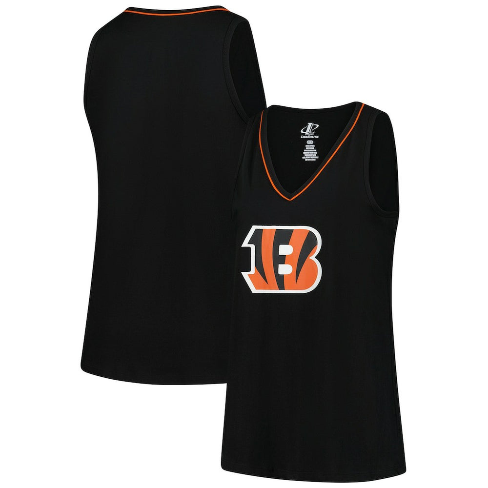 Cincinnati Bengals Logo Athletic Women's Plus Size Stellar Win V-Neck Tank Top - Black - NFL