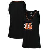 Cincinnati Bengals Logo Athletic Women's Plus Size Stellar Win V-Neck Tank Top - Black - NFL
