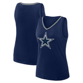 Dallas Cowboys Logo Athletic Women's Plus Size Stellar Win V-Neck Tank Top - Navy - NFL