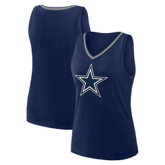 Dallas Cowboys Logo Athletic Women's Plus Size Stellar Win V-Neck Tank Top - Navy - NFL