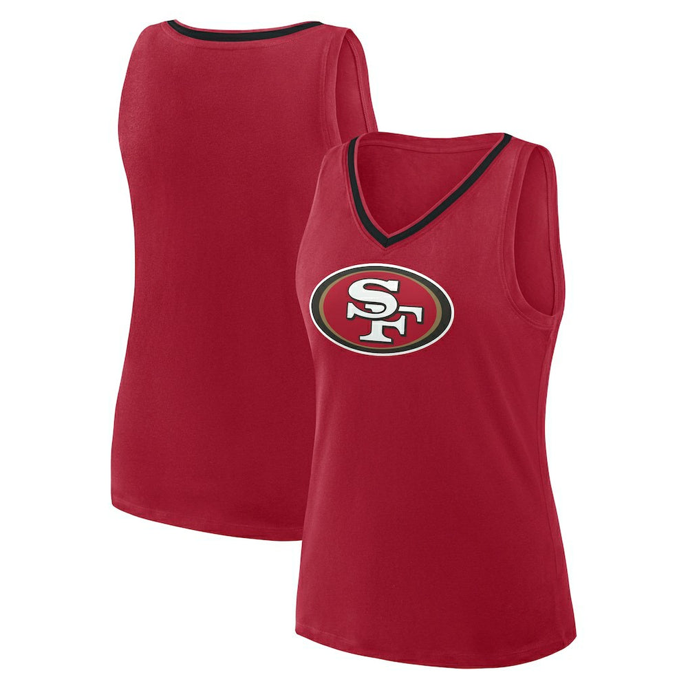 San Francisco 49ers Logo Athletic Women's Plus Size Stellar Win V-Neck Tank Top - Scarlet - NFL